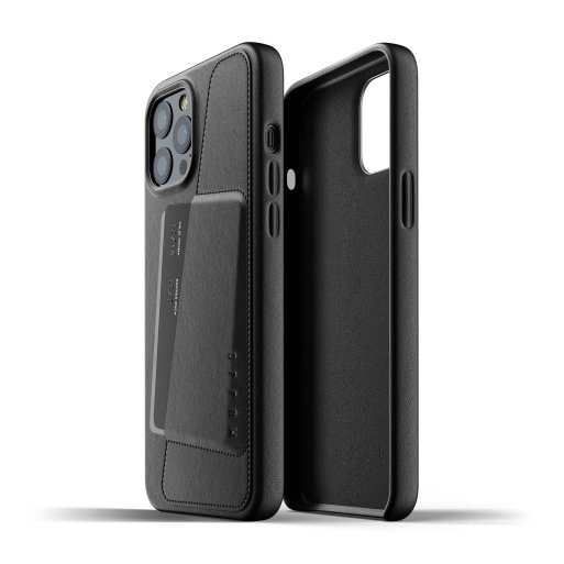 iPhone 12 Pro Max Handyhülle iPhone 12 Pro Max Hülle Mujjo Full Leather Wallet Case - Schwarz