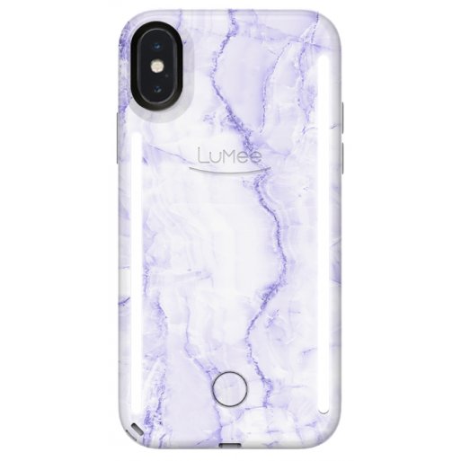 iPhone XS Handyhülle LuMee Duo Marble LED Selfie Case - Weiss