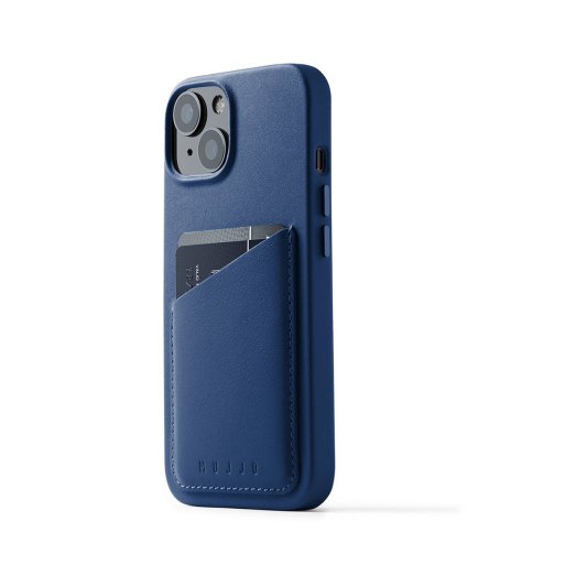 iPhone 14 Plus Handyhülle Mujjo Full Leather Wallet Case - Dunkelblau