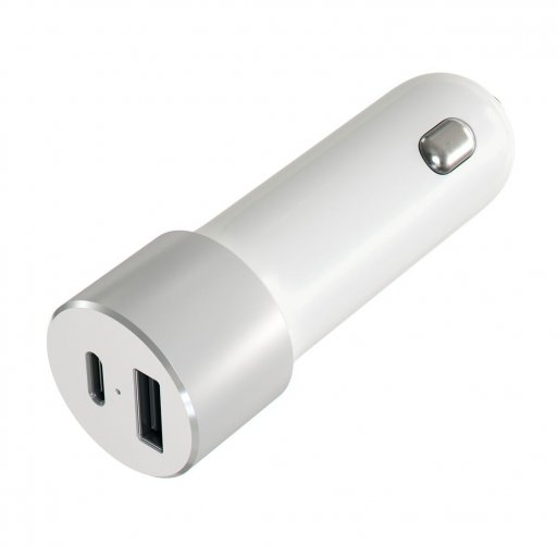 AirPods Autoladegerät Satechi USB Dual Car Charger 48W - Silber-Weiss